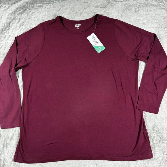 Lands End Shirt Womens 2X Purple Tencel Cotton Long Sleeve Soft Stretchy Top - Picture 1 of 8